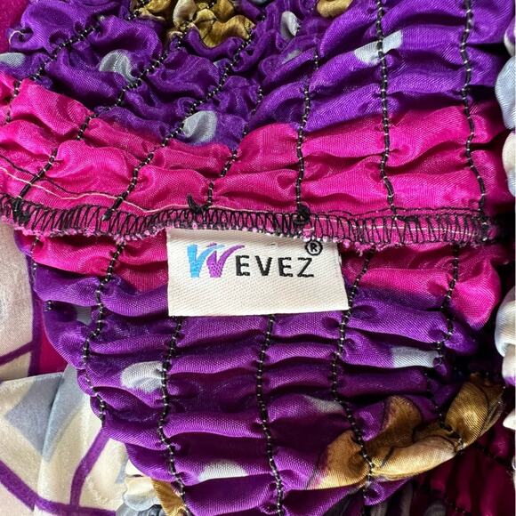 WEVEZ Wide Leg Silk Palazzo Pants | One Size | Multicolor | Boho Festival - Picture 8 of 10